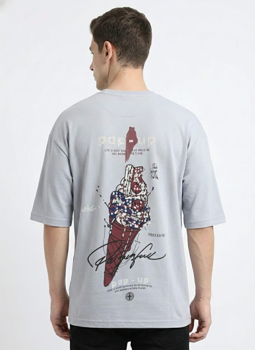 Down shoulder Printed T-shirt