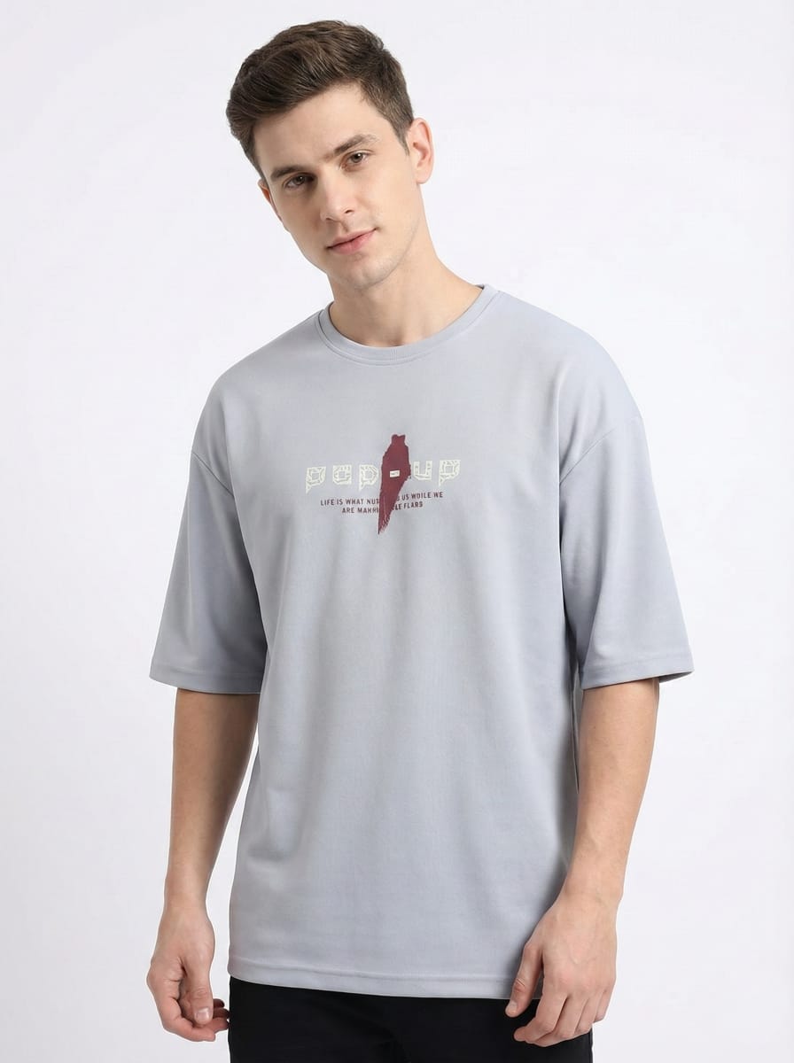 Down shoulder Printed T-shirt